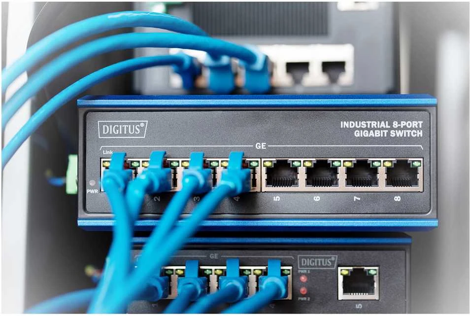 Šakotuvas Digitus ASSMANN Electronic DN-651119 tinklo komutatorius Gigabit Ethernet (10/100/1000) Juoda, Mėlyna