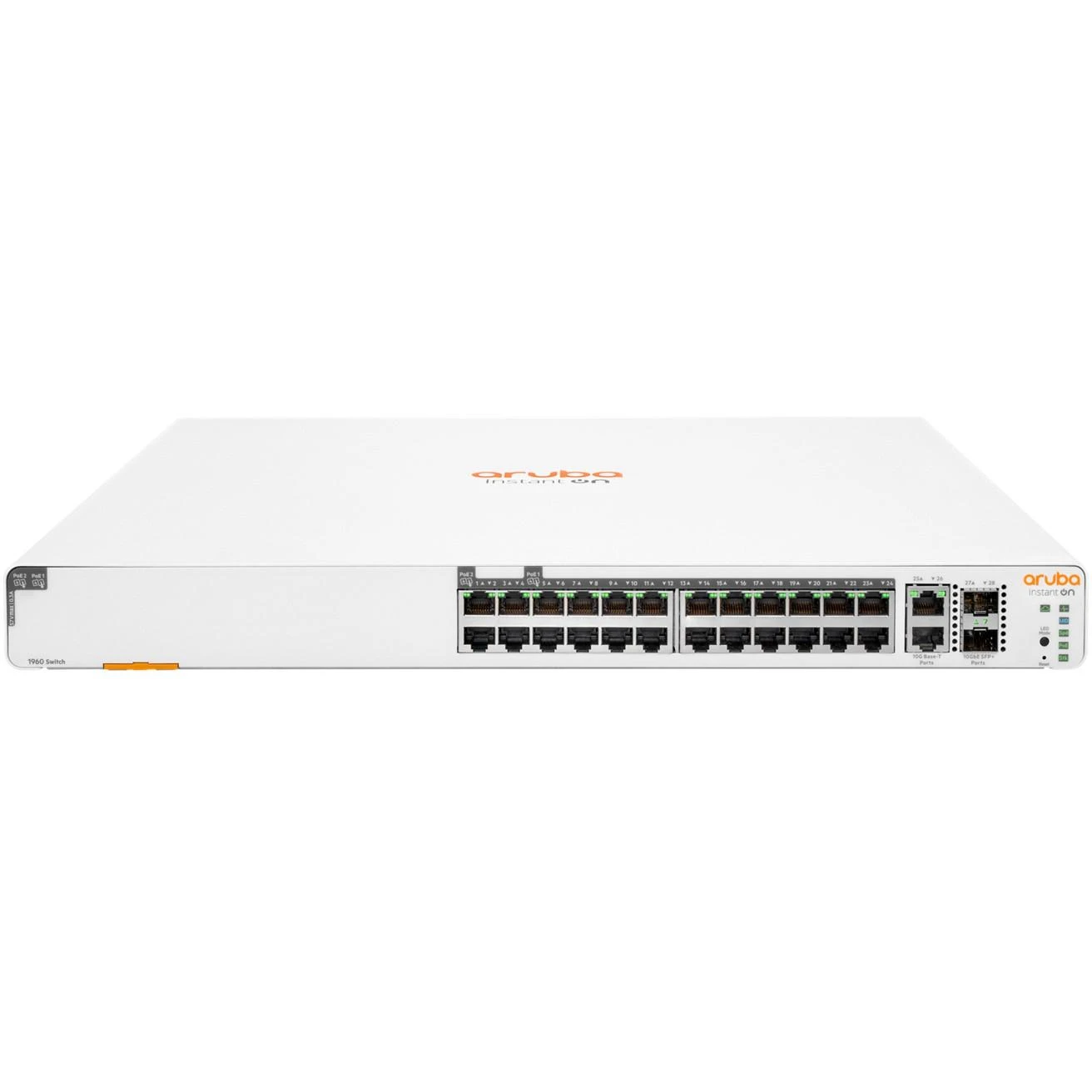 Šakotuvas Hewlett Packard (HP) HPE Aruba Networking Tinklo momentinio įjungimo jungiklis 20p Gigabit CL4 4p Gigabit CL6 PoE 2p 10GBT 2p SFP+ 370W 1960 Valdomas L2+ Gigabit Ethernet (10/100/1000) Ethernet palaikymas (PoE) 1U Balta