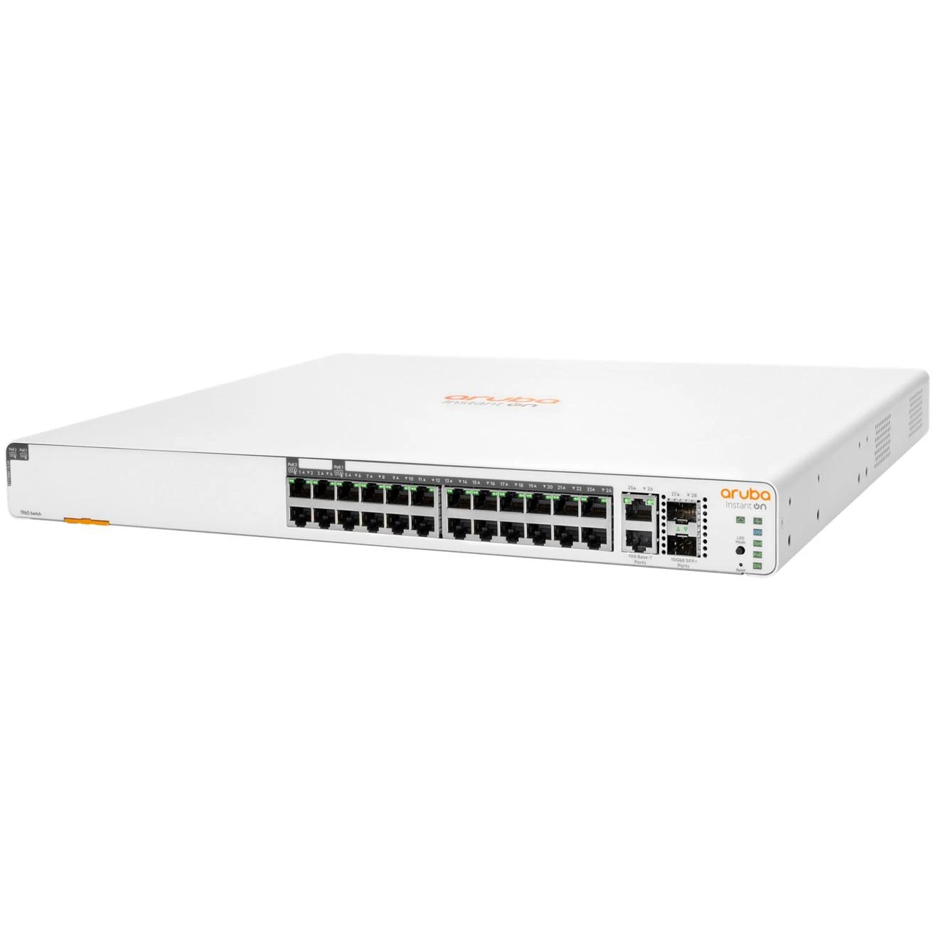 Šakotuvas Hewlett Packard (HP) HPE Aruba Networking Tinklo momentinio įjungimo jungiklis 20p Gigabit CL4 4p Gigabit CL6 PoE 2p 10GBT 2p SFP+ 370W 1960 Valdomas L2+ Gigabit Ethernet (10/100/1000) Ethernet palaikymas (PoE) 1U Balta