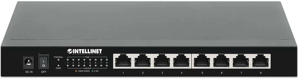 Šakotuvas „Intellinet 561938“ komutatorius 2.5G, 10/100/1000/2500, 8x RJ45 PoE+ 100W