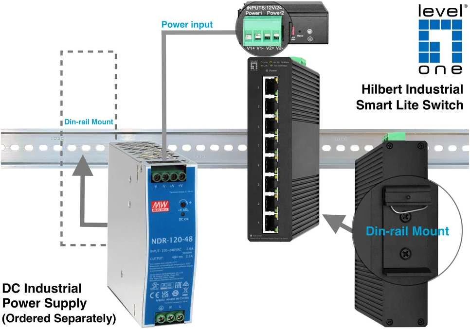 Šakotuvas Level One Carruzzo LevelOne IGS-2108 tinklo komutatorius Valdomas L2 Gigabit Ethernet (10/100/1000) Juoda