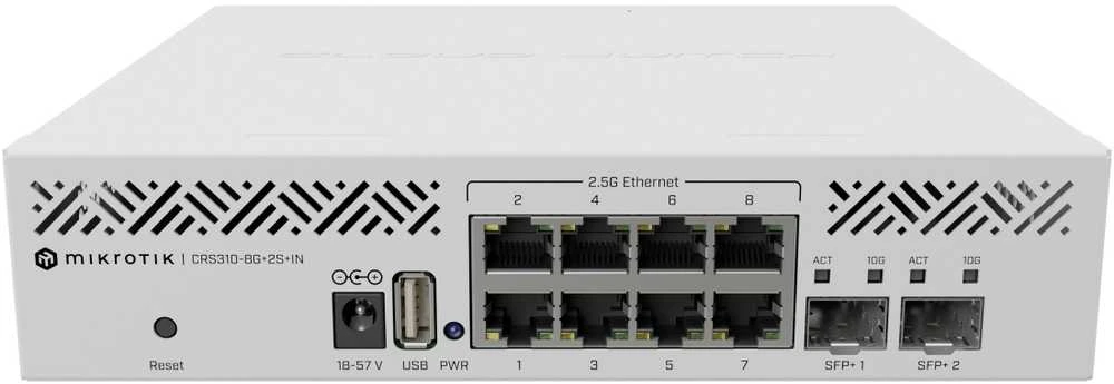 MikroTik | Debesų Maršrutizatorius Switch | CRS310-8G+2S+IN | Montuojamas ant stovo | Gigabit Ethernet (vario) jungtys kiekis 8 | SFP+ jungtys kiekis 2