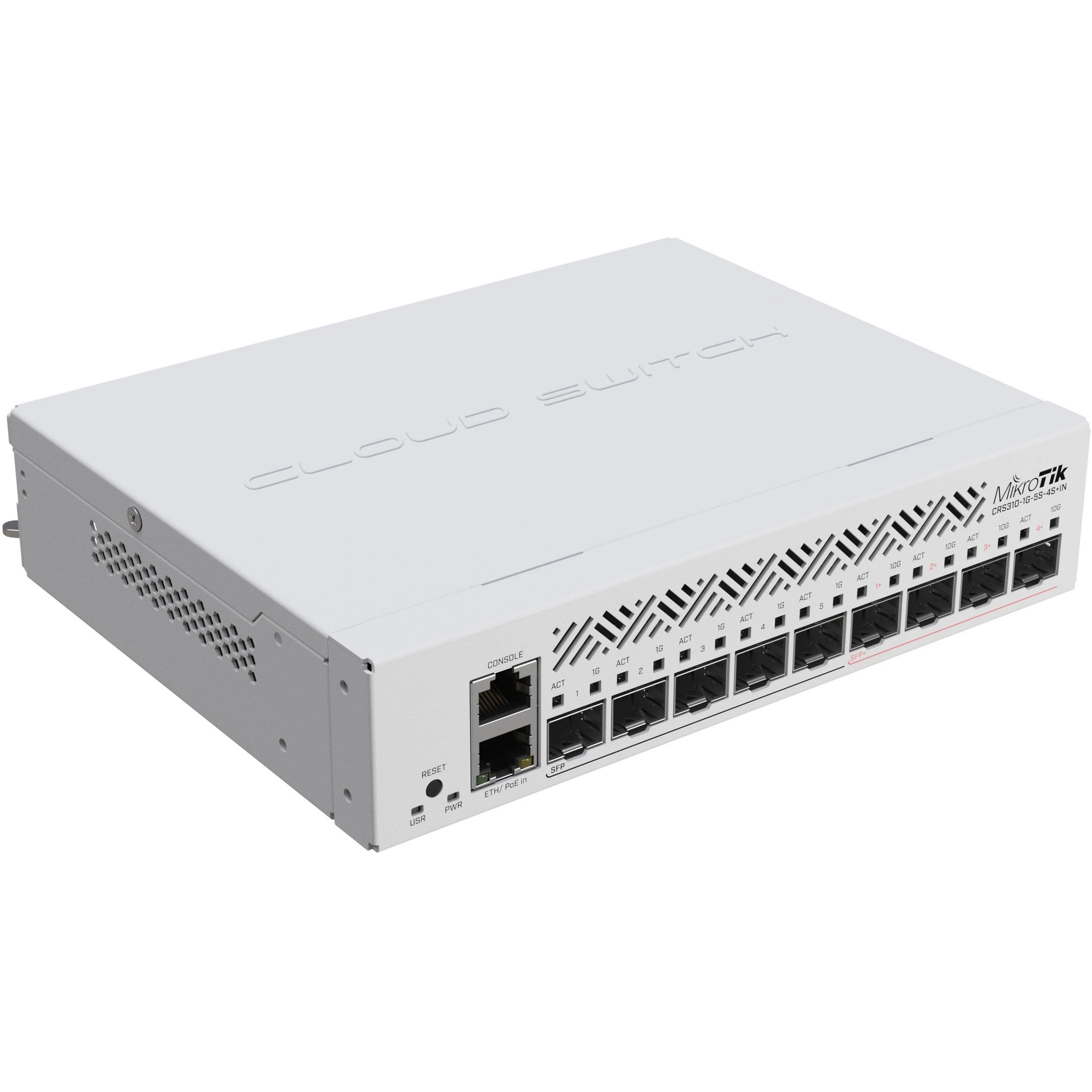 MikroTik | Debesis Maršrutizatorius Switch | CRS310-1G-5S-4S+IN | Tvarkoma L3 | Montuojamas ant stovo | Tinklelio atramos Nr. | MU-MiMO Nr. | SFP jungtys kiekis 5 | Nėra mobiliojo plačiajuosčio ryšio | SFP+ jungtys kiekis 4