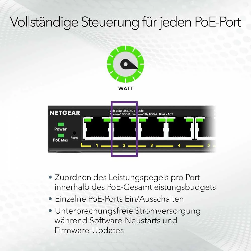 Šakotuvas NETGEAR 5PT GE Plus jungiklis W/POE+