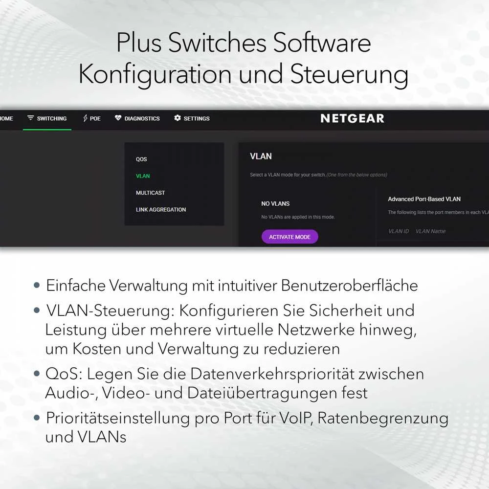 Šakotuvas NETGEAR 5PT GE Plus jungiklis W/POE+