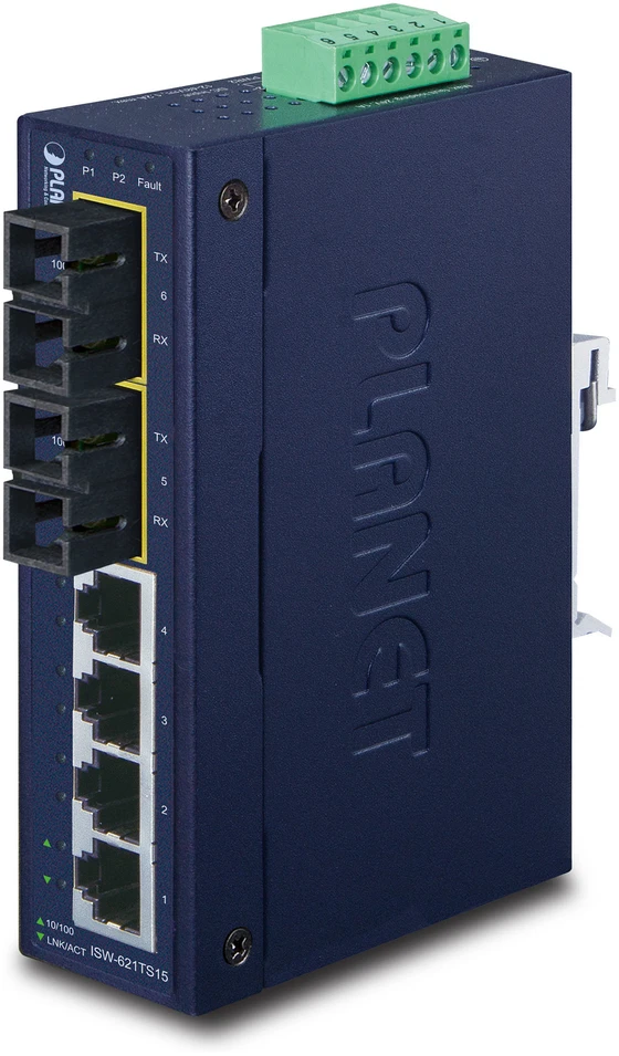 Šakotuvas ASA PLANET ISW-621TS15 tinklo komutatorius Ne-valdomas L2 Fast Ethernet (10/100) Mėlyna