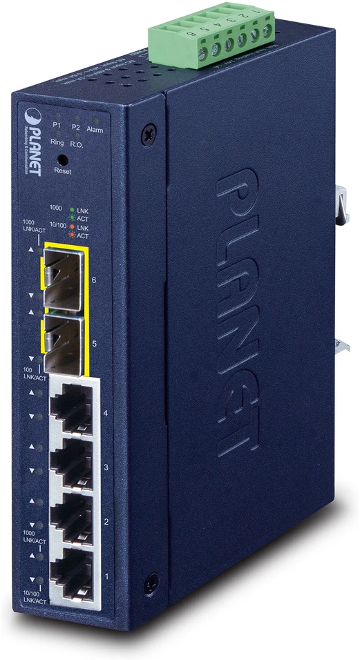 Šakotuvas PLANET Industrial L2/L4 4-Port Valdomas L2/L4 Gigabit Ethernet (10/100/1000) Mėlyna