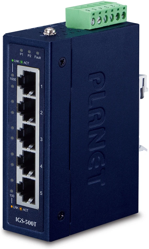 Šakotuvas PLANET IGS-500T tinklo komutatorius Ne-valdomas Gigabit Ethernet (10/100/1000) Mėlyna