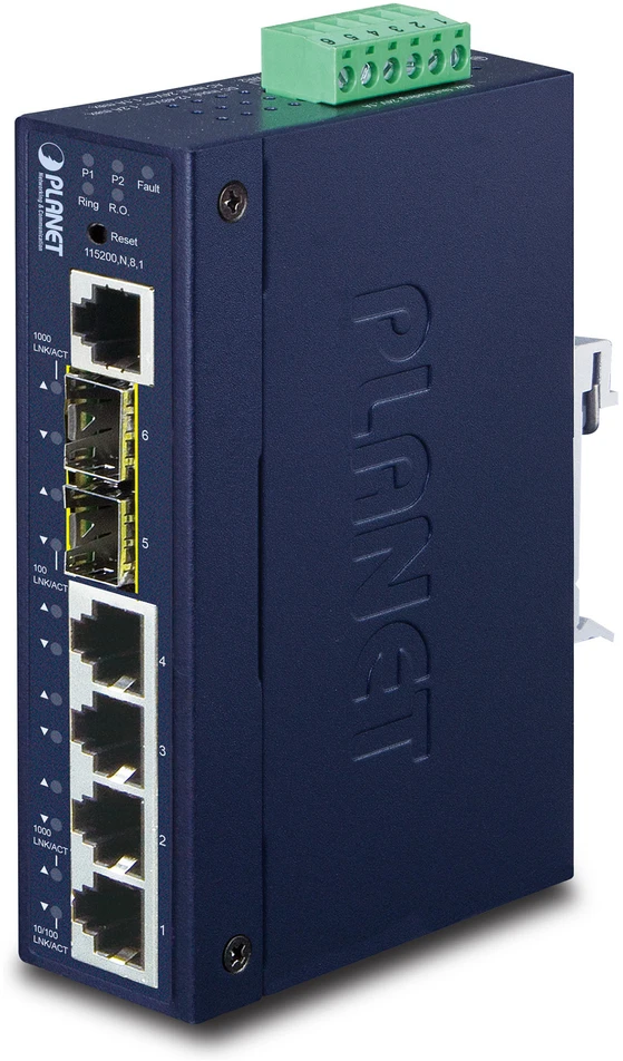Šakotuvas PLANET IGS-5225-4T2S tinklo komutatorius Valdomas L2+ Gigabit Ethernet (10/100/1000) Mėlyna