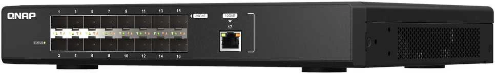 Šakotuvas QNAP WEBMANAG SWITCH 1PORT 10GBERJ45 - 16 PORTS GBE SFP28 RM DESIGN