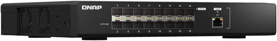 Šakotuvas QNAP WEBMANAG SWITCH 1PORT 10GBERJ45 - 16 PORTS GBE SFP28 RM DESIGN