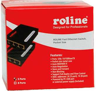 Šakotuvas Switch Roline Fast Ethernet kieszonkowy 5 portów (21.14.3133)