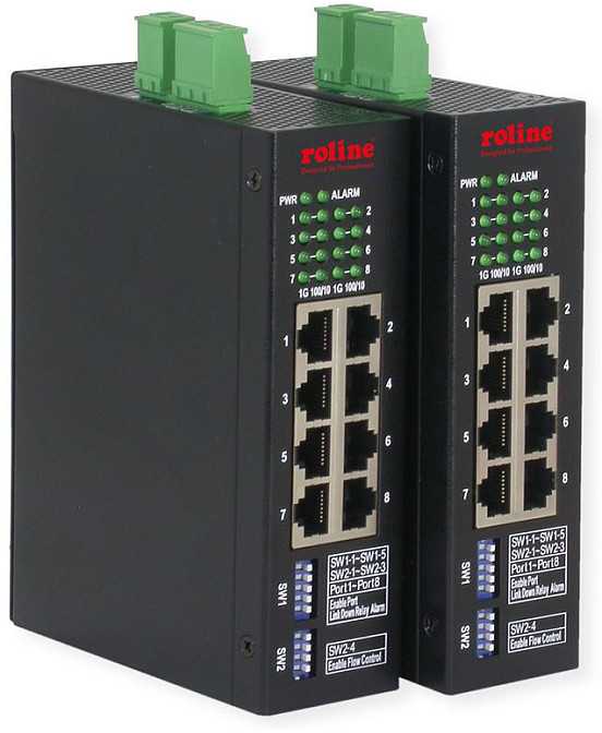 Šakotuvas Switch Roline pramoninis Gigabit Ethernet, 8 portów, zarządzany przez Internet (21.13.1134)