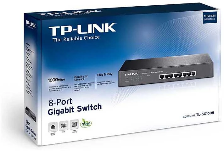 Šakotuvas TP-LINK | 8 prievadų Gigabit jungiklis | TL-SG1008 | Nevaldomas | Stalinis/montuojamas ant stovo