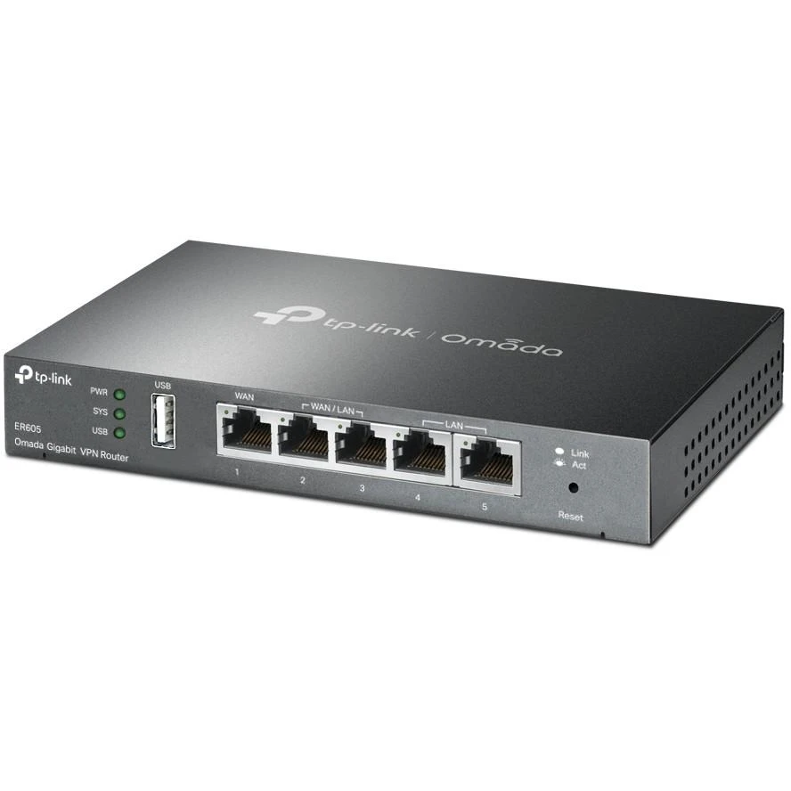 Šakotuvas TP-LINK | „SafeStream Multi-WAN VPN“ maršrutizatorius | TL-ER605 | 802.1q | 10/100/1000 Mbit/s | Ethernet LAN (RJ-45) jungtys 1 fiksuotas gigabito LAN prievadas | Tinklo ryšio palaikymas: Ne | MU-MiMO: Ne | Nėra mobiliojo plačiajuosčio ryšio