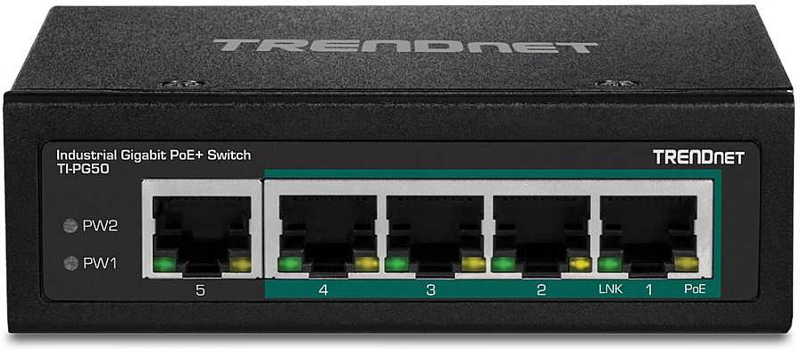 Šakotuvas Trendnet 5-PORT INDUSTRIAL GIGABIT POE+ - DIN-RAIL SWITCH