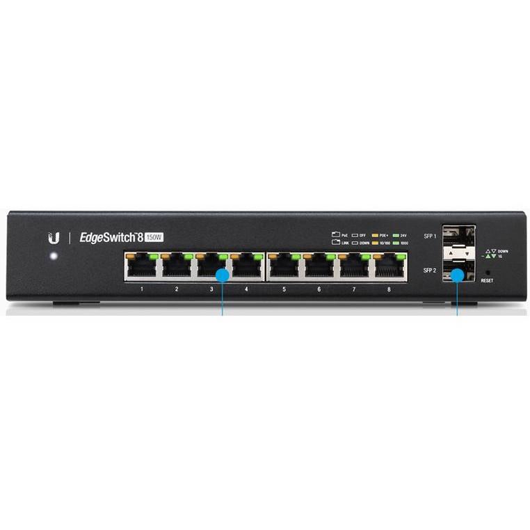 Šakotuvas UBIQUITI ES-8-150W Ubiquiti ES-8-150W 8 prievadų + 2xSFP Gigabit PoE jungiklis 24V/48V 802.3af/802.3at