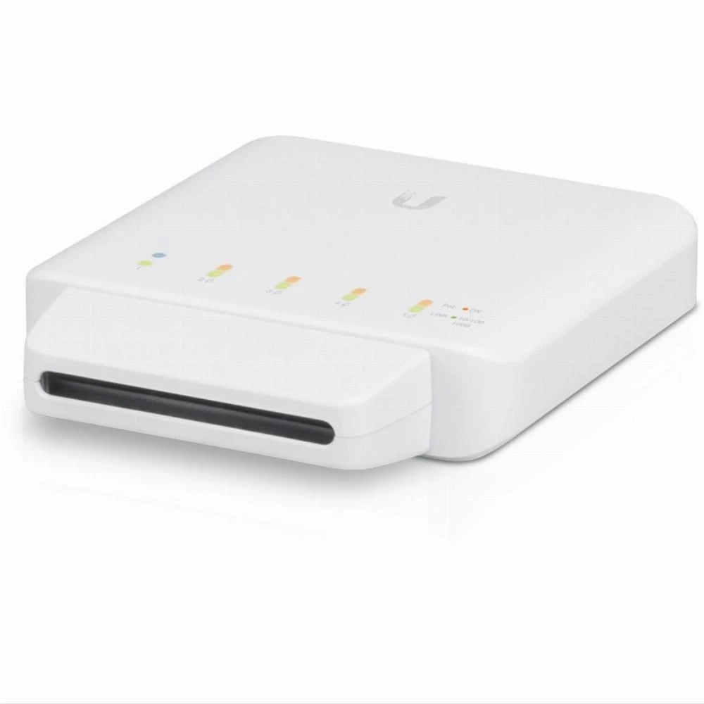 Maršrutizatorius „Ubiquiti USW-Flex“ vidinis/lauko 5 prievadų „Poe“ gigabito komutatorius su 802.3bt įvesties maitinimo palaikymu | „Ubiquiti“