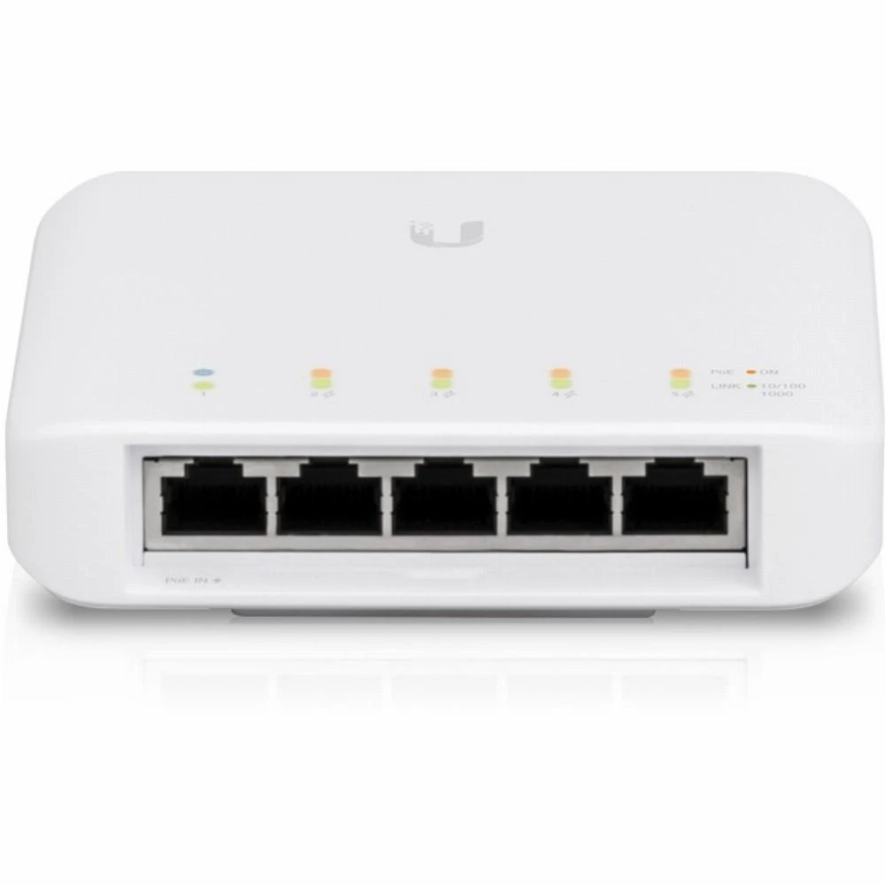 Maršrutizatorius „Ubiquiti USW-Flex“ vidinis/lauko 5 prievadų „Poe“ gigabito komutatorius su 802.3bt įvesties maitinimo palaikymu | „Ubiquiti“