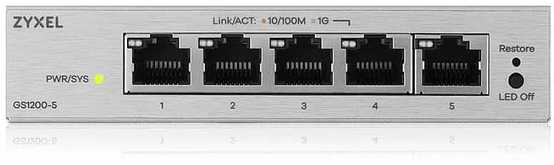 Šakotuvas Zyxel GS1200-5V3 Valdomas L2 Gigabit Ethernet (10/100/1000) Desktopas Pilka