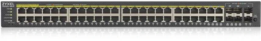 Šakotuvas ZYXEL GS1920-48HPV2, 50 prievadų išmanusis valdomas POE komutatorius, 48 gigabitų vario POE ir 4 gigabitų dviejų asmenų, hibridinis režimas, autonominis arba „Nebulaflex“ debesis, 375 vatų POE (5 metų garantija)