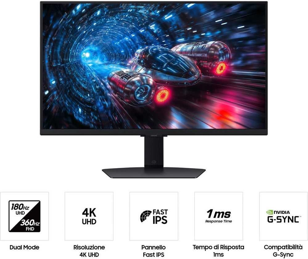 Monitorius Samsung | LS27FG702EUXEN | 27 " | IPS | 4K | 16:9 | 180 Hz | 1 ms | 3840 x 2160 pikselių | 350 cd/m² | Juodas