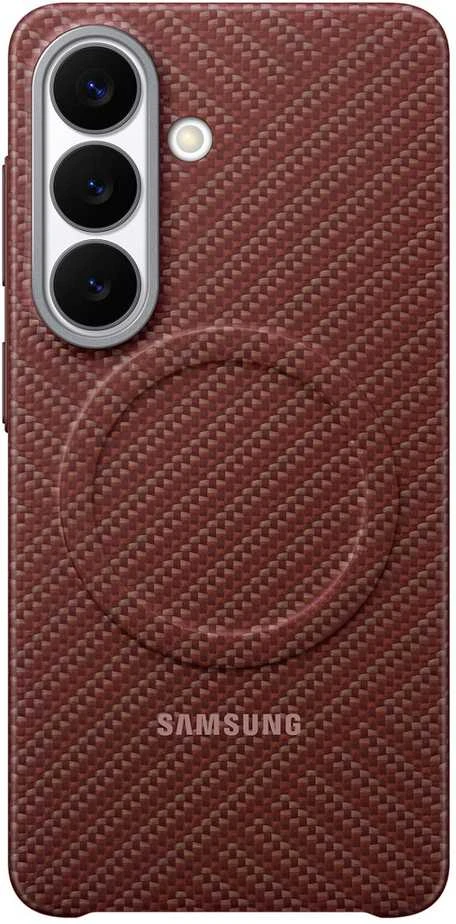 KS942SR anglies pluošto magnetinis dėklas „Samsung Galaxy S26“, koralų spalvos, raudonas