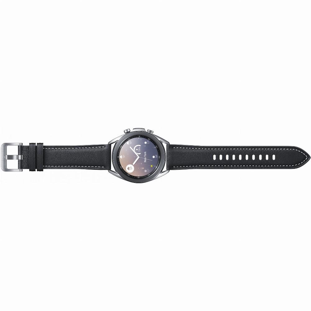 Išmanusis laikrodis Samsung Galaxy Watch 3 (41mm), Sidabrinės spalvos korpusas su juodos spalvos dirželiu