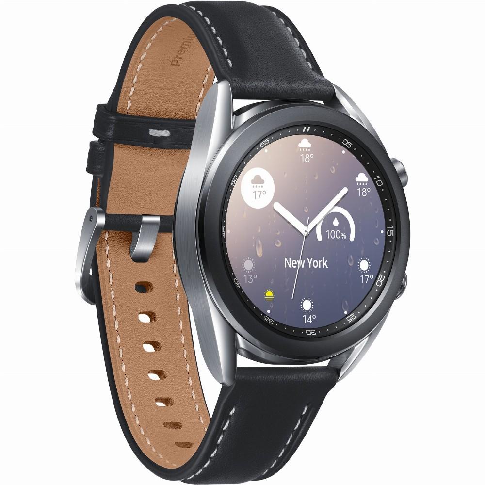 Išmanusis laikrodis Samsung Galaxy Watch 3 (41mm), Sidabrinės spalvos korpusas su juodos spalvos dirželiu
