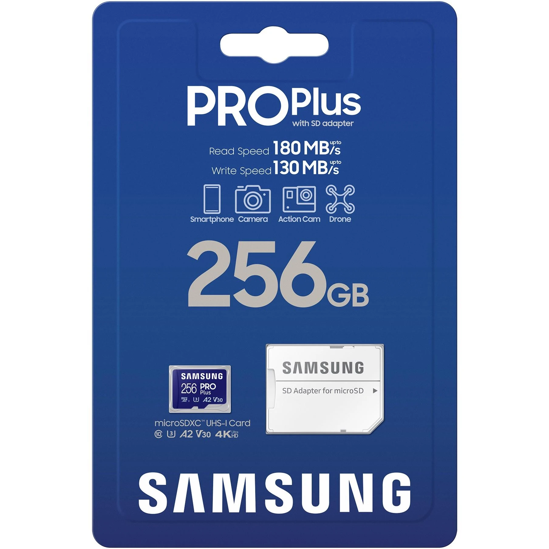 Atminties kortelė Samsung | Micro SD Card | Pro Plus | 256 GB | Micro SDXC | Flash atminties klasė 10