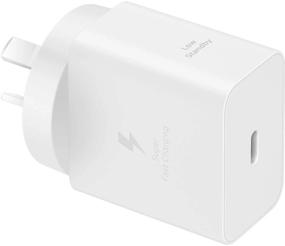 112803 Samsung T4511 PD 45W laidinis įkroviklis su USB-C/USB-C 5A kabeliu baltos spalvos