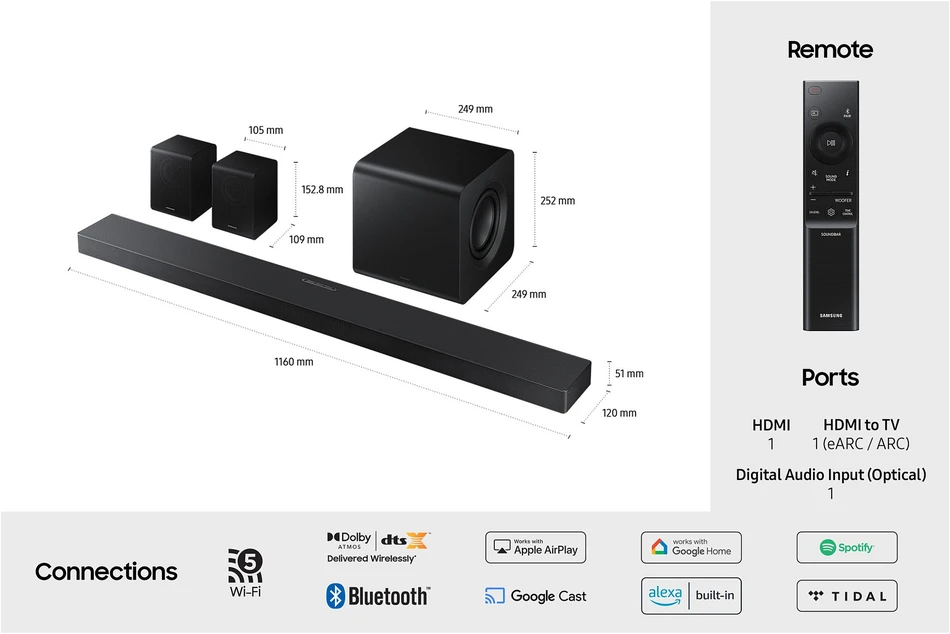 Namų kino sistema Garso Juosta - Samsung Q-series HW-QS750F 5.1.2ch Dolby Atmos Belaidis Subvuferis Juodas