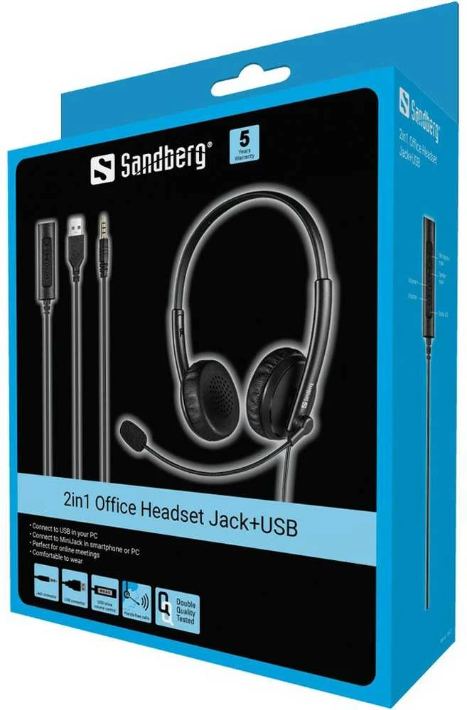 Jack Sandberg 2in1 biuro ausinės lizdas + USB