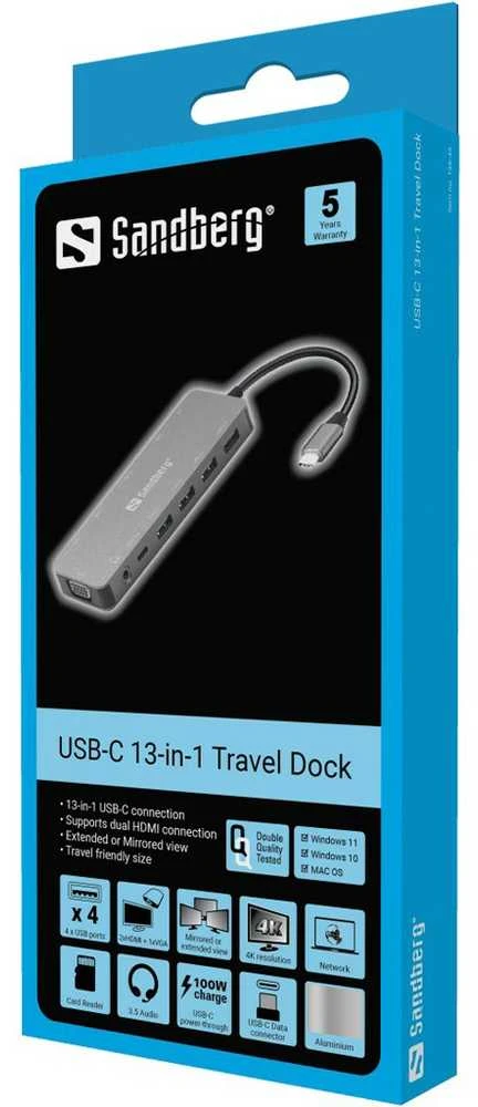 Sandberg USB-C 13-in-1 kelioninis dokas