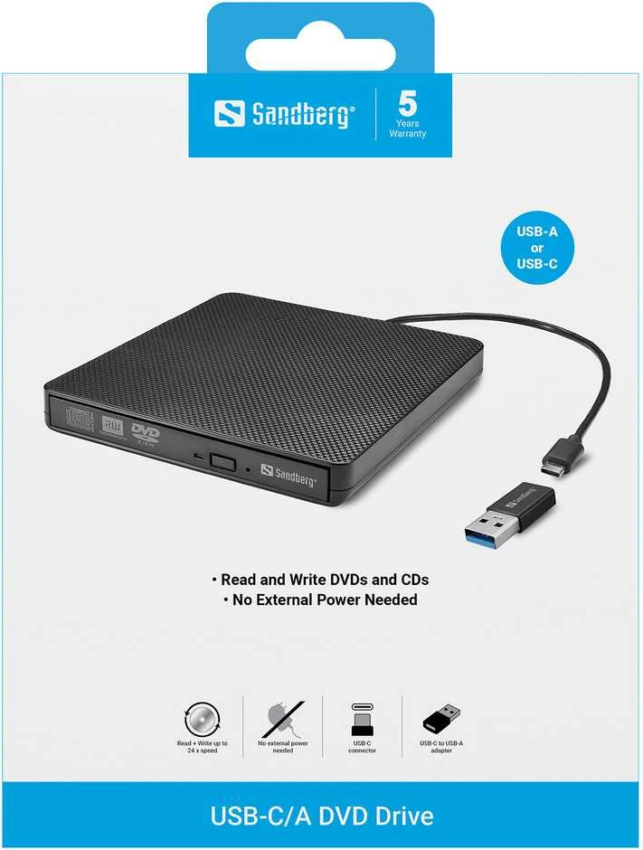 Sandberg USB-C/A DVD Drive