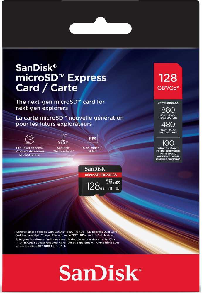 Atminties kortelė SanDisk Micro SDXC Express 128GB 880/480 MB/s EX C10 U3 UHS-I