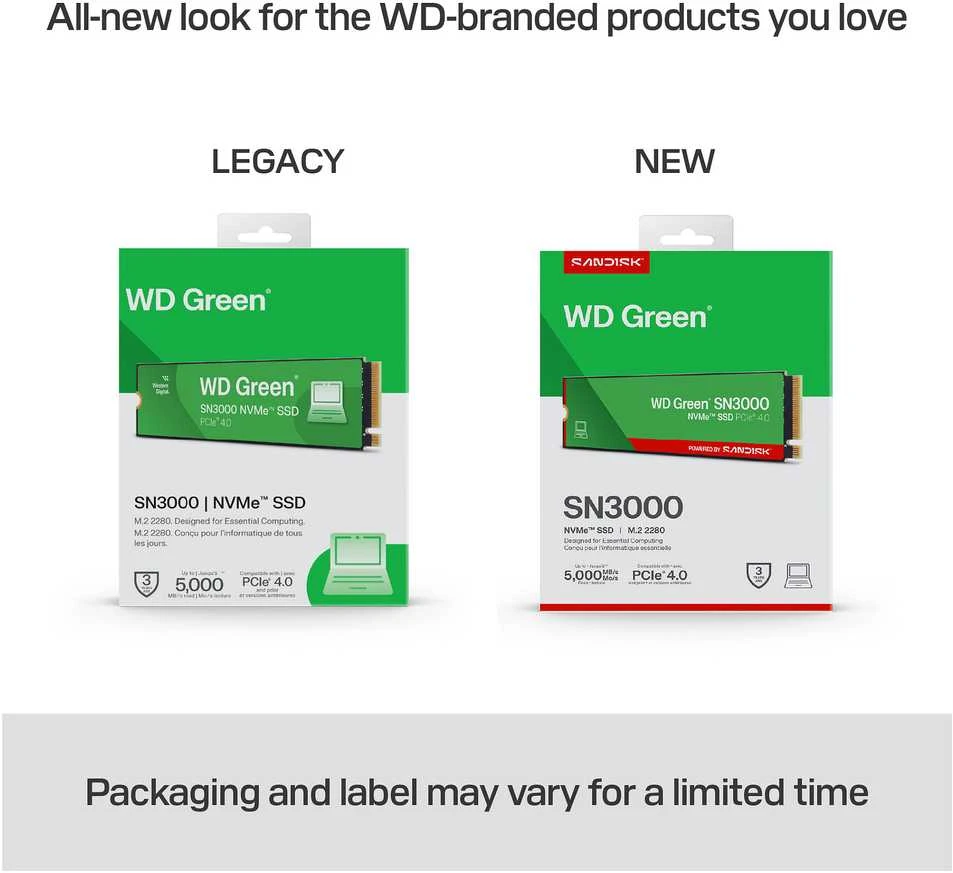 Western Digital WD Žalias SN3000 M.2 PCIe NVMe 1TB