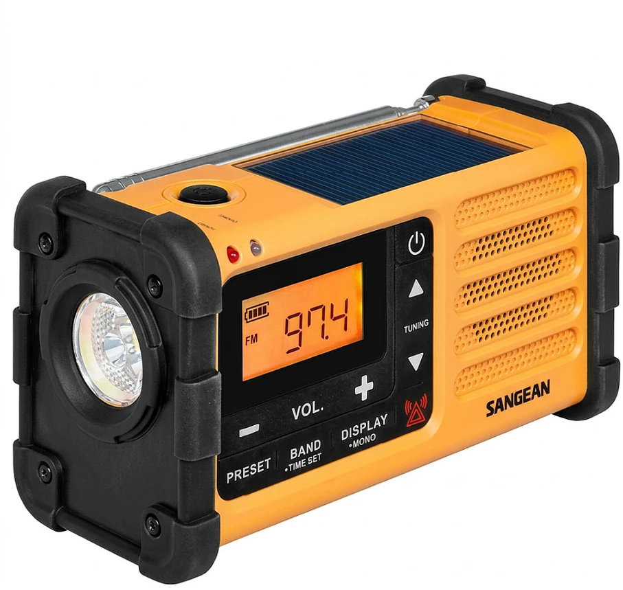 Sangean MMR-88 (USB-C) geltonas avarinis/sukamas/saulės energija varomas radijas