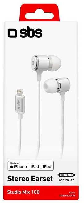 Ausinės SBS Studio Mix 100 In-Ear Lightning MFi baltas