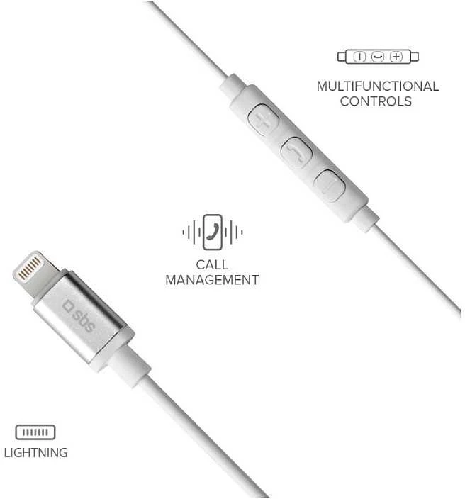 Ausinės SBS Studio Mix 100 In-Ear Lightning MFi baltas