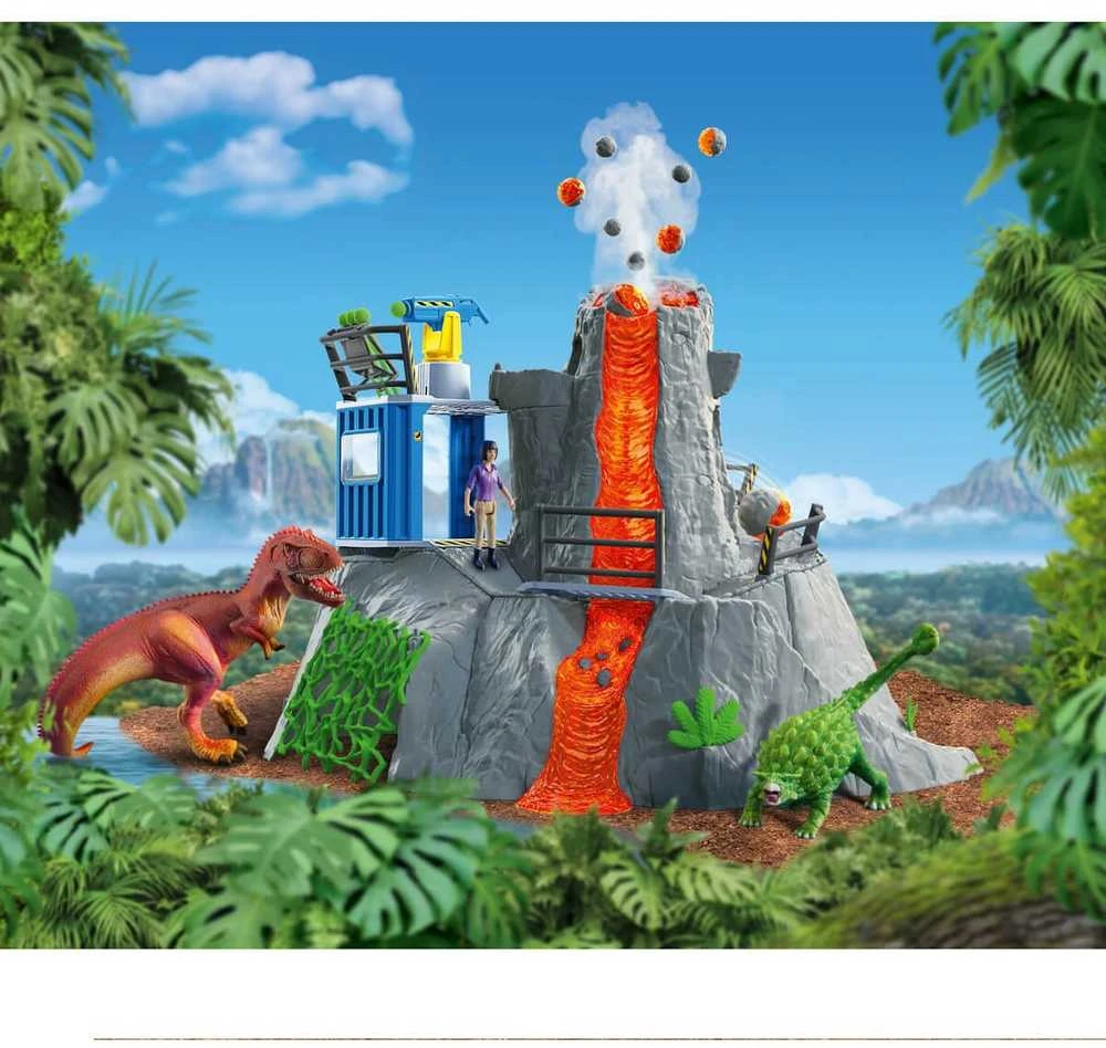 Žaislų rinkinys - Schleich Dinosaurus Didžioji ugnikalnio ekspedicija (dinozaurų figūrėlės, ugnikalnis)