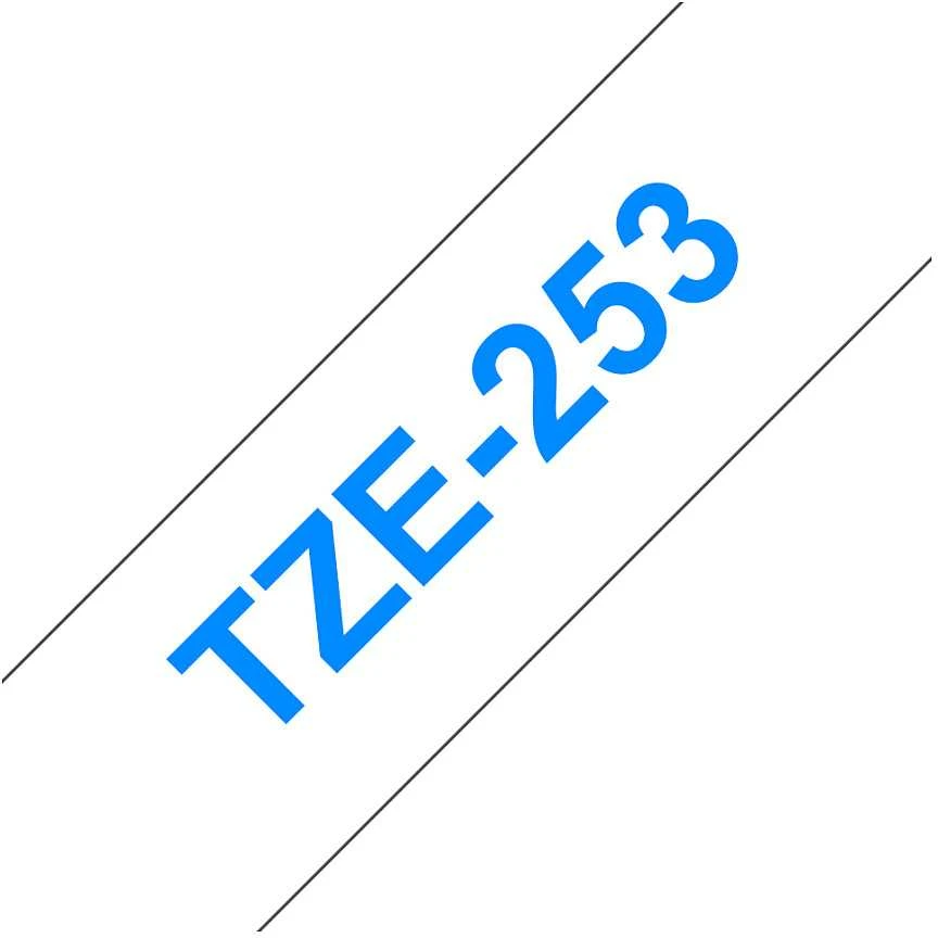 Brother TZe-253 Laminated Tape Mėlyna on Baltas, TZe, 8 m, 2.4 cm