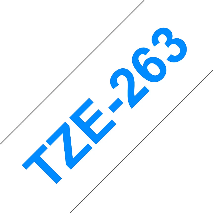 Brother TZe-263 laminuota juosta Mėlyna ant Baltas, TZe, 8 m, 3,6 cm