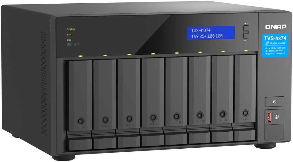 Serveris QNAP TVS-h874 NAS Tower Intel® CoreTM i7 32 GB DDR4 0 TB QuTS Hero Juodas