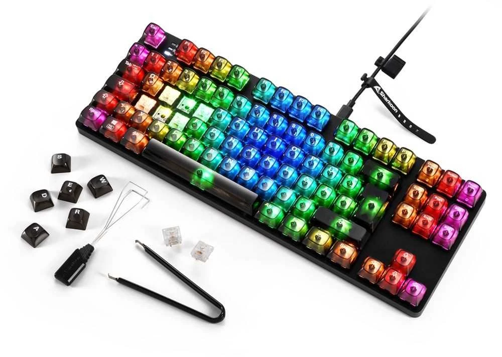 Sharkoon Crystal Shark, Gaming-klaviatūra - juodas, DE-išdėstymas, KTT