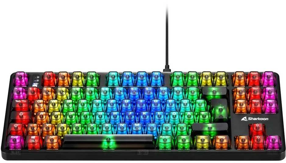 Sharkoon Crystal Shark, Gaming-klaviatūra - juodas, DE-išdėstymas, KTT