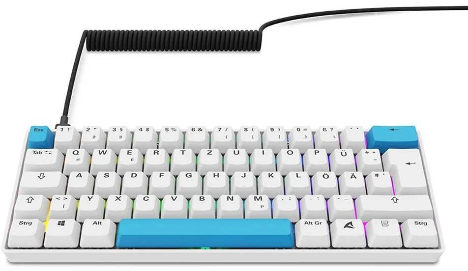 Sharkoon SKILLER SGK50 S4 Gen2 PBT, Gaming-klaviatūra - baltas, DE-išdėstymas, Gateron G Pro 3.0 Geltona