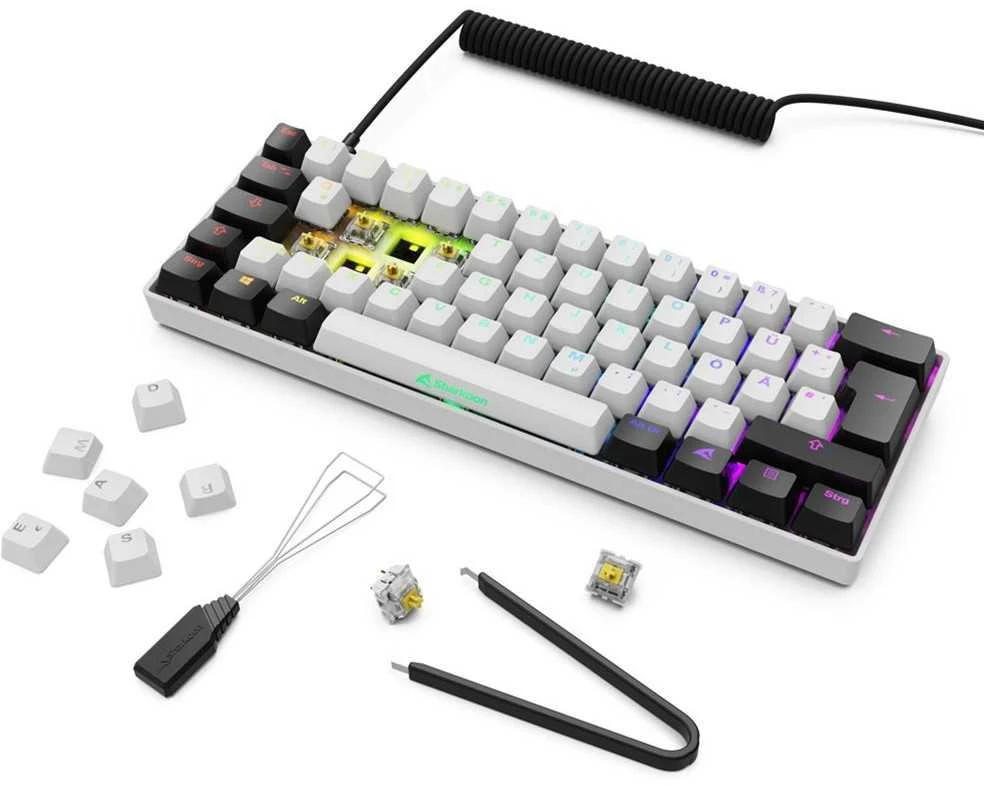 Sharkoon SKILLER SGK50 S4 Gen2, Gaming-klaviatūra - baltas, DE-išdėstymas, Gateron Geltona