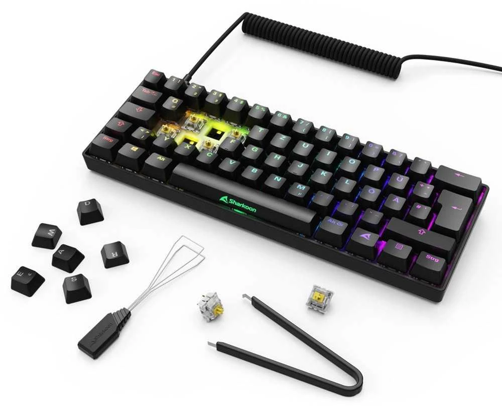 Sharkoon SKILLER SGK50 S4 Gen2, Gaming-klaviatūra - juodas, DE-išdėstymas, Gateron Geltona