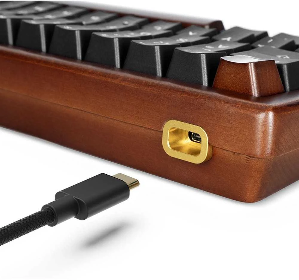 Sharkoon SKILLER SGK50 S4 Gen2 Wood PBT, Gaming-klaviatūra - holz/juodas, DE-išdėstymas, Gateron G Pro 3.0 Geltona